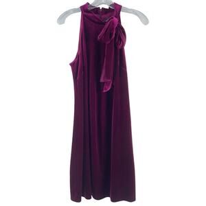 Vince Camuto Fuchsia Poly Blend Velvet Neck Tie A-Line Dress Women’s Size 8 NWT